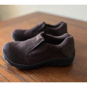 Merrell Jungle Moc Youth Kids Size 12.5M, Brown Leather Slip On Loafers